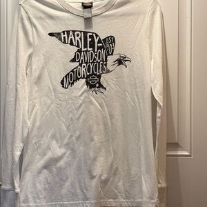 Harley-Davidson White Long Sleeve Eagle Tee with Black Graphic